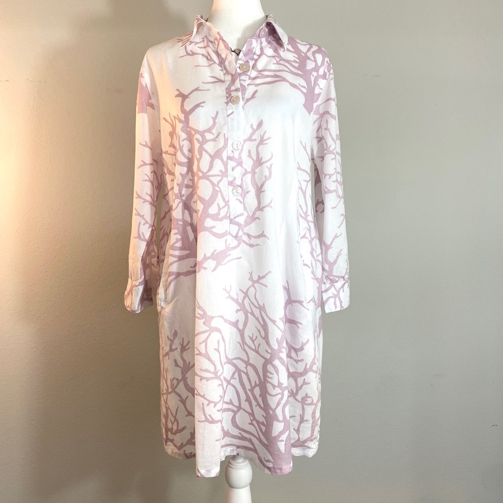 Funky People Coral Fan Print Pocket Dress